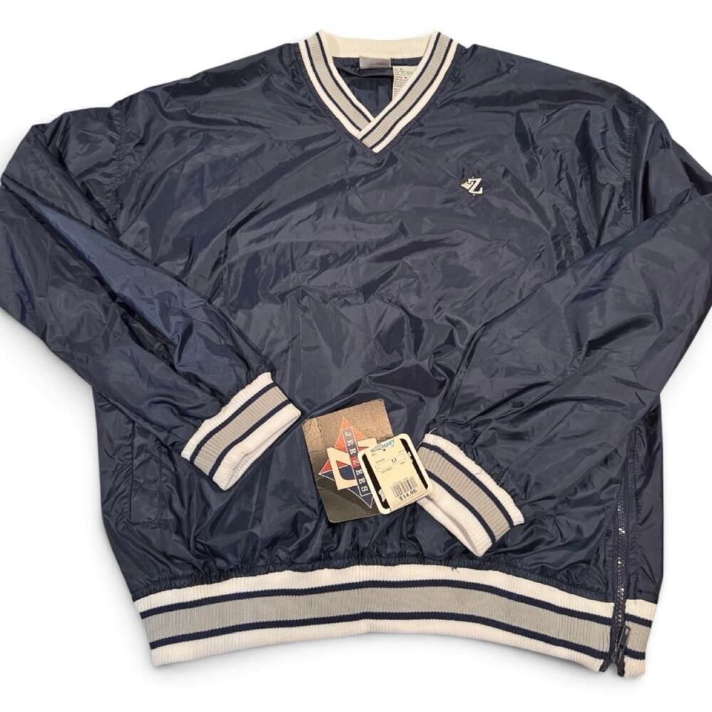 Vintage 90s Jerzees Pullover Windbreaker Medium NWT Deadstock Navy